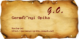 Germányi Opika névjegykártya
